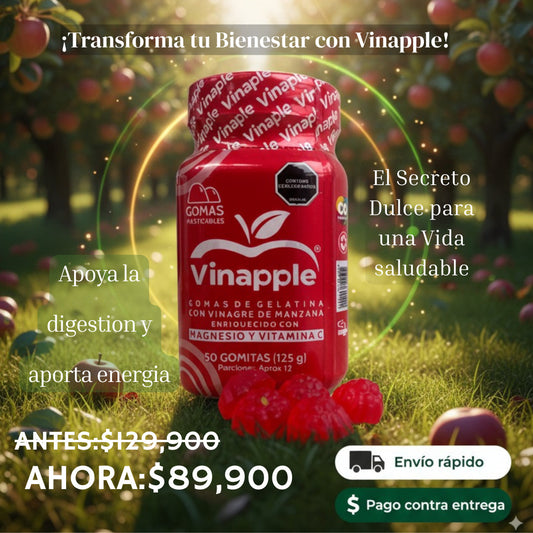 Vinapple® Gomas x 50 – Bienestar delicioso en cada bocado 🍏