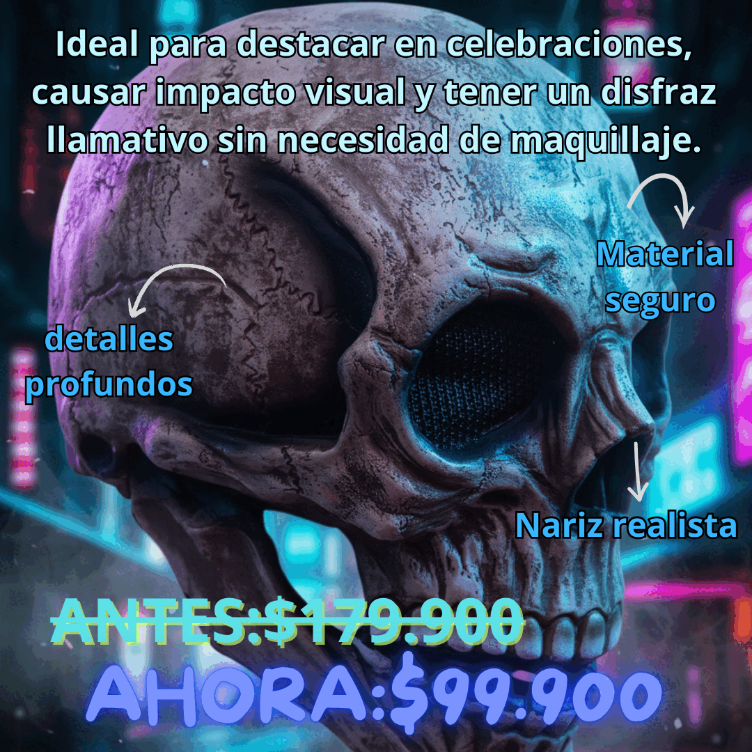 ¡Conviértete en la sensación de Halloween con la Máscara Calavera Realista!🦴👻