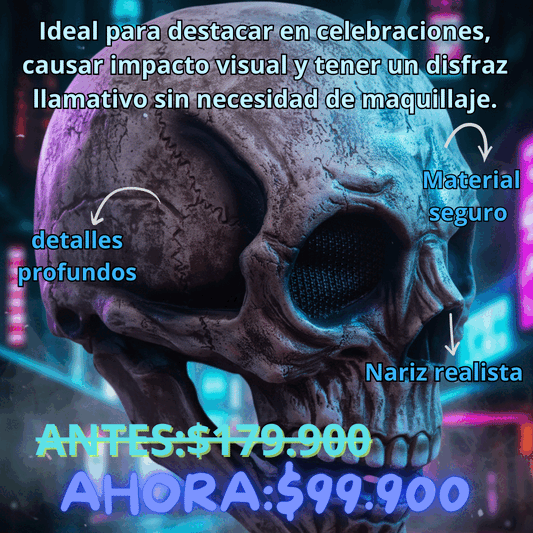 ¡Conviértete en la sensación de Halloween con la Máscara Calavera Realista!🦴👻