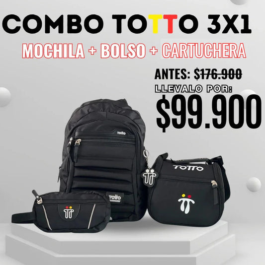 🎒Combo Totto 3X1 – El combo escolar resistente, completo y con estilo ✨