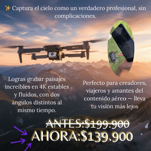 🎥 Dron Doble Cámara 4K + Maletín Pro 🚀