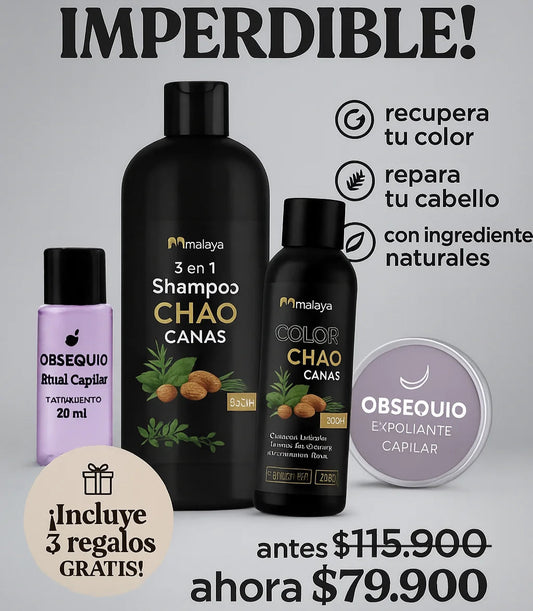 ¡Adiós a las canas! 🧴 Shampoo Chao Canas + Regalo Especial 🎁