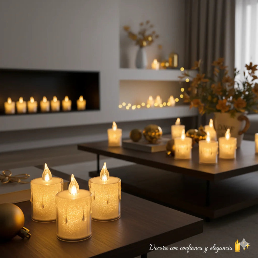 Velas LED x24 – Ilumina tu Hogar con Calidez y Sin Riesgos 🔒✨