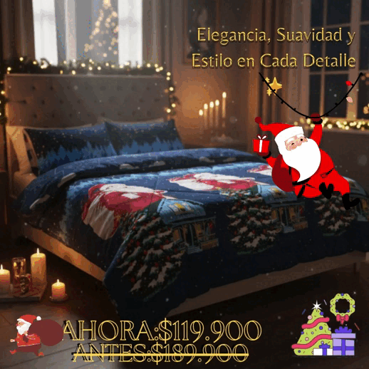 Edredón Doble Faz Navidad 🎄✨ — Calidez, Estilo y Alegría para tu Cama Doble.