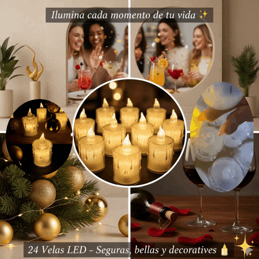 Velas LED x24 – Ilumina tu Hogar con Calidez y Sin Riesgos 🔒✨