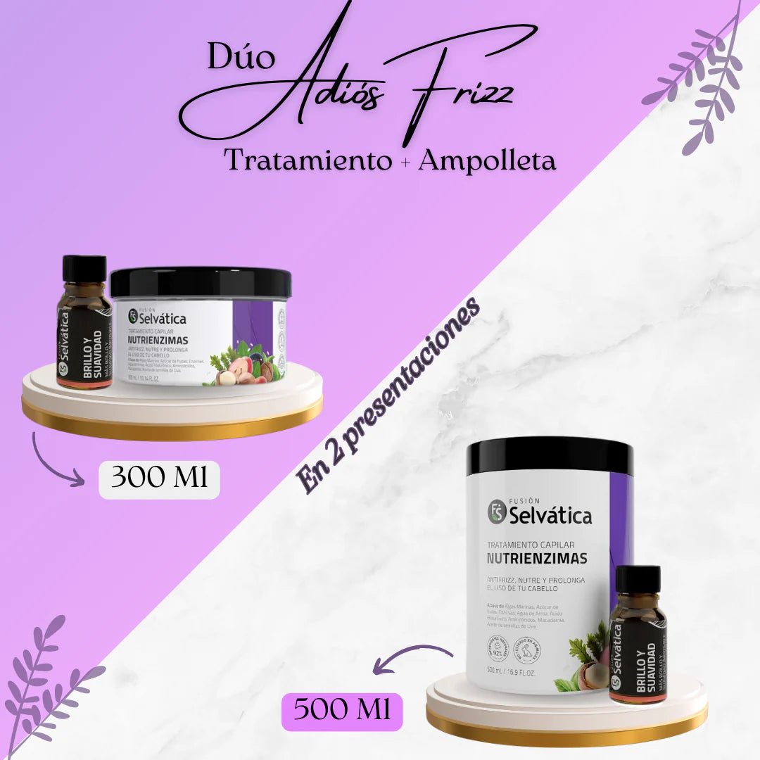 Adiós Frizz ✨ Dúo Nutrienzimas + Ampolleta — Brillo y suavidad desde el primer uso 💆♀️