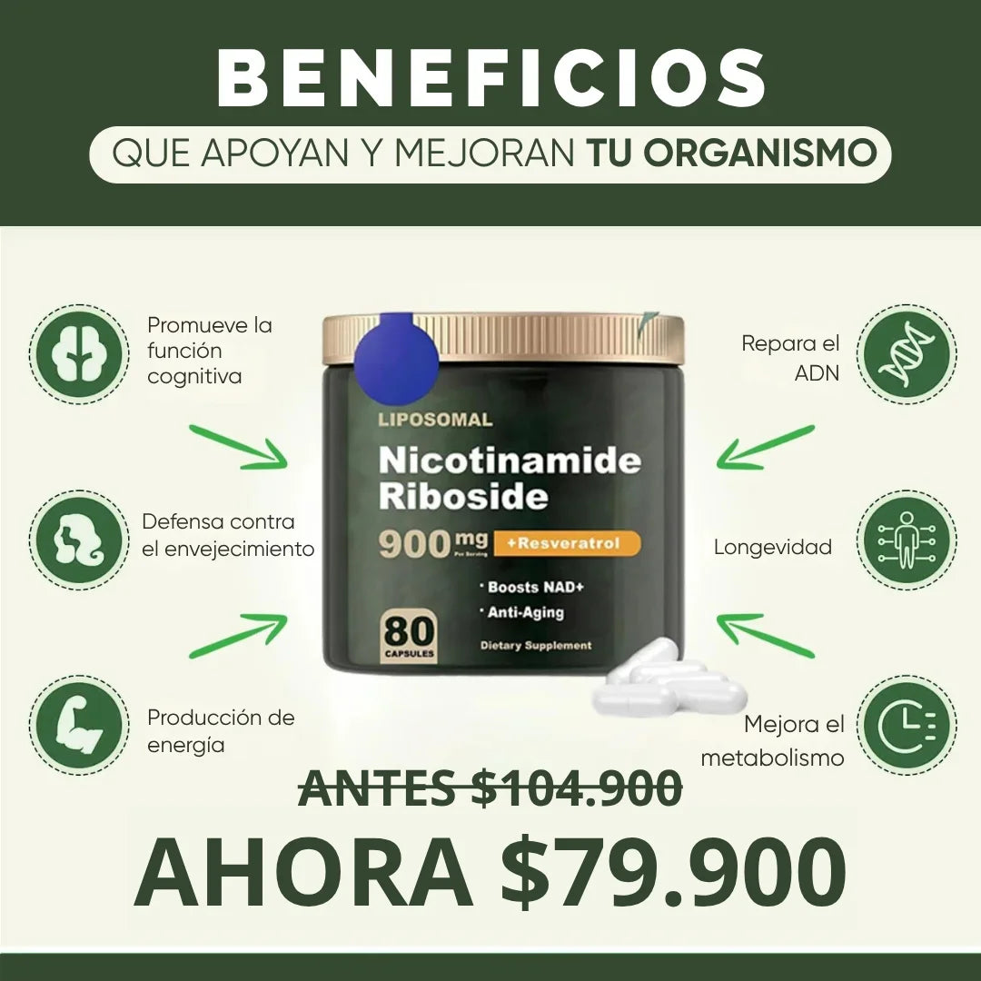 Nicotinamide Riboside: Energía celular, enfoque y juventud en 80 cápsulas 💊