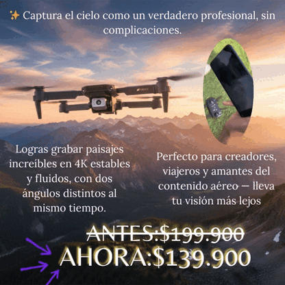 🎥 Dron Doble Cámara 4K + Maletín Pro 🚀
